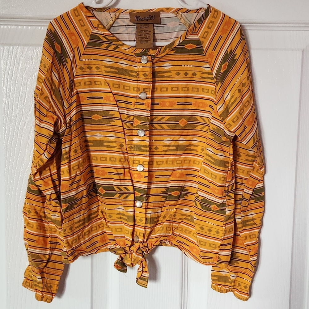 Wrangler Girl's Aztec Tie Front Shirt